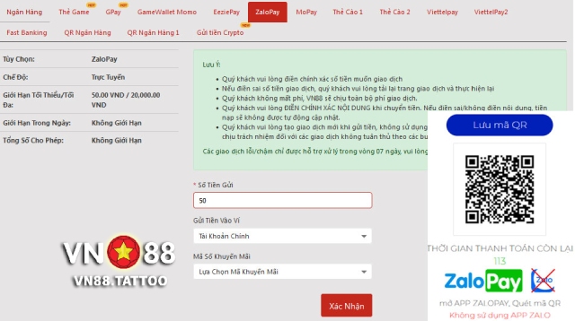 Sử dụng ví điện tử luôn là cách tối ưu để nạp tiền VN88